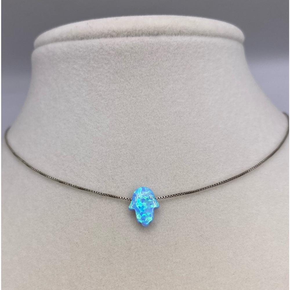925 Opal hamsa necklace